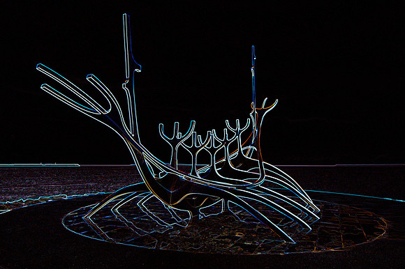 Glowing Edges Viking ship